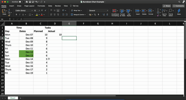 creating a chart in excel