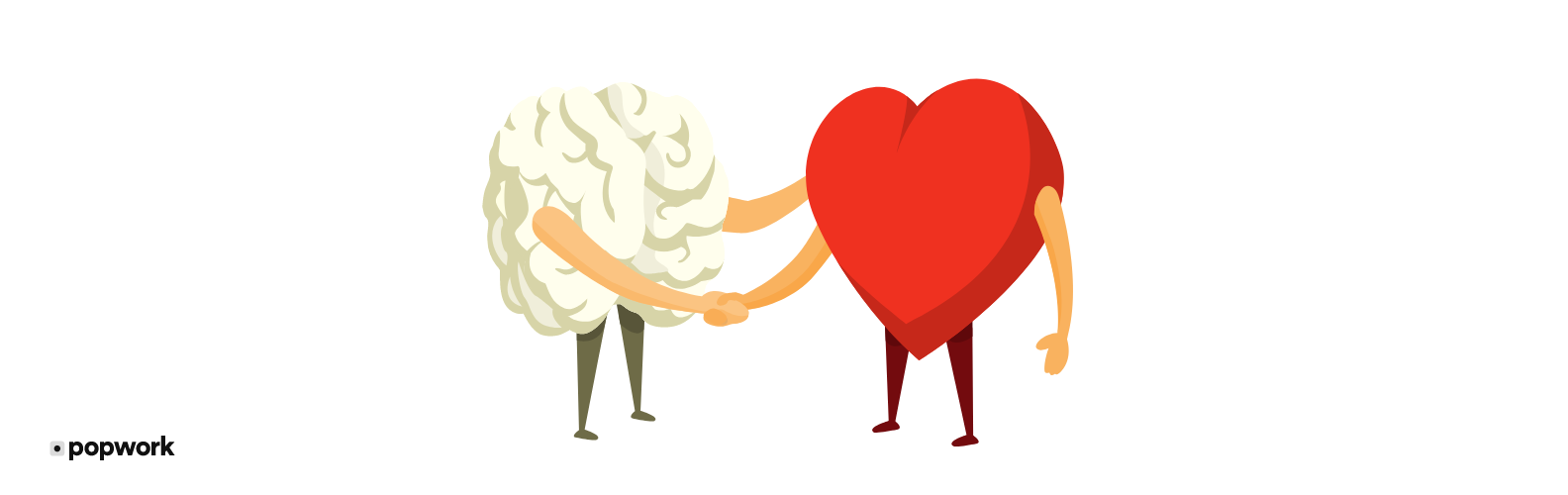Drawing of A brain shaking a heart's hand - Popwork