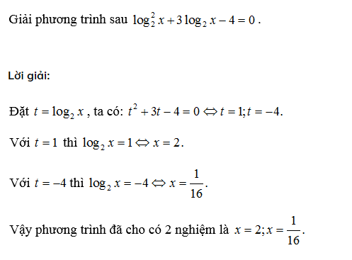 Ví dụ giải phương trình mũ logarit bằng phương pháp đặt ẩn phụ
