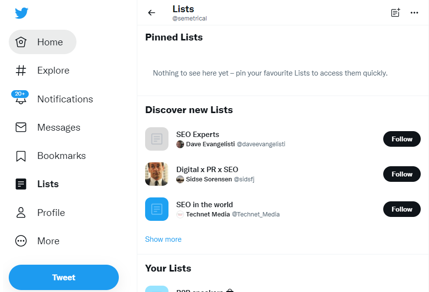 Audiense blog - Create a new Twitter list