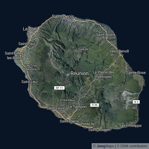 Vue satellite de l'île de la Réunion