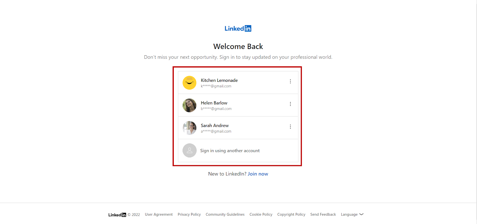 Switch between your LinkedIn accounts