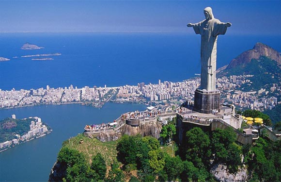 The statue of Christ the Redeemer towers over Rio de Janeiro in Brazil.