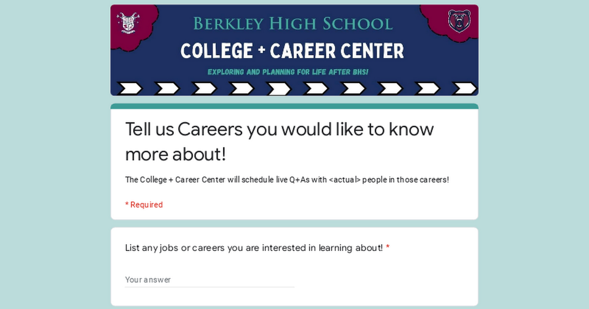 Tell us Careers you would like to know more about!