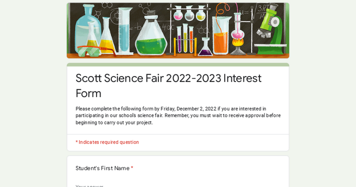 Scott Science Fair 2022-2023 Interest Form