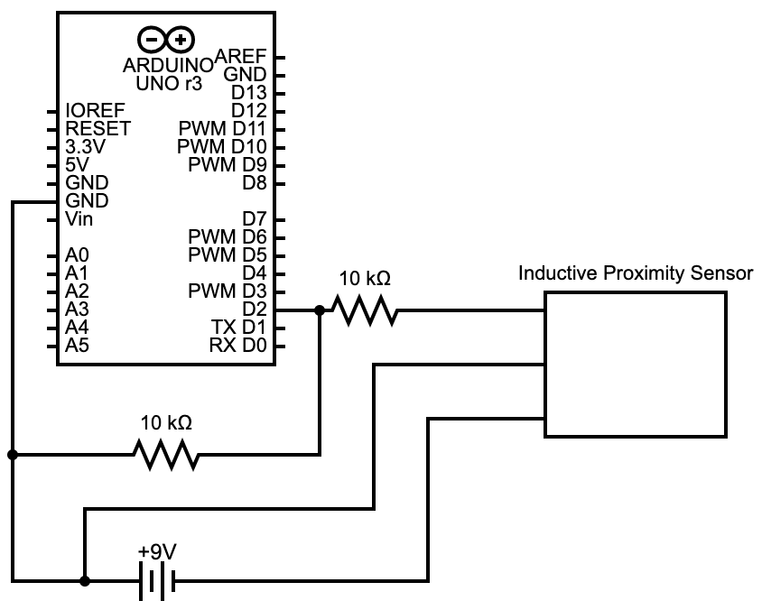 How to interface an inductive proximity sensor with Arduino
