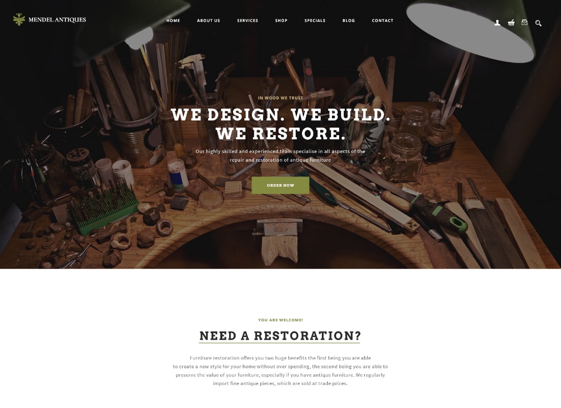 Mendel |  Desain Furnitur & Restorasi Tema WordPress
