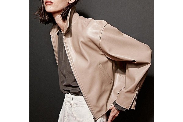 Current Single Leather Jacket 3 Colors in Sand Beige from W Concept