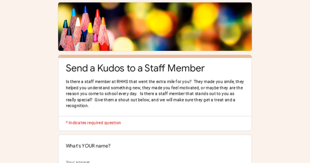 Send a Kudos to a Staff Member