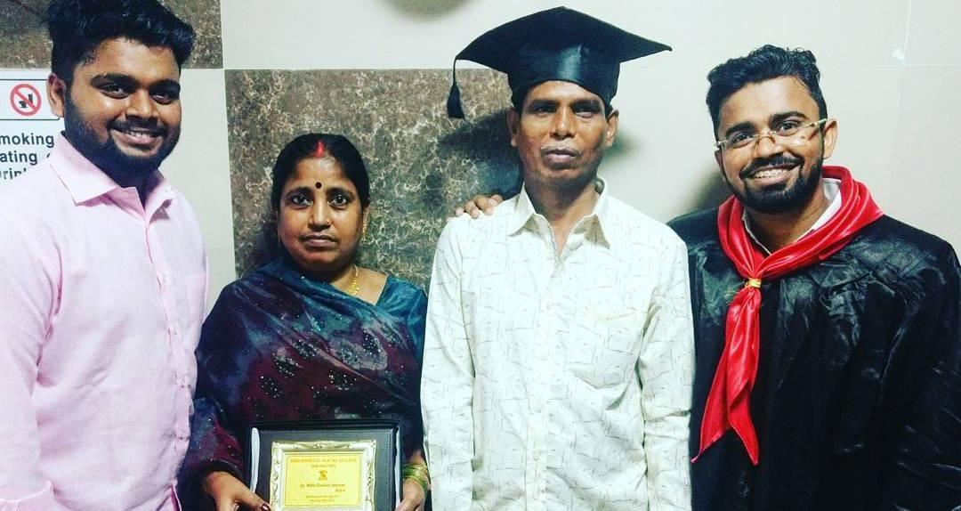 Nitesh Jaiswal with his parents and brother