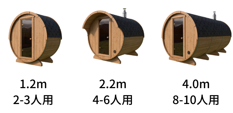 バレルサウナ　サイズ比較