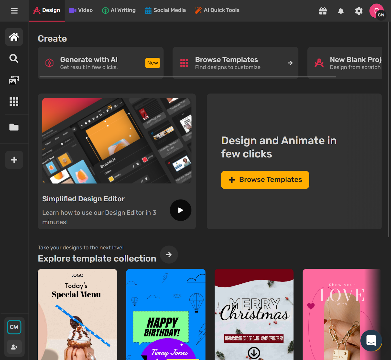 A few of Simplified's graphic design tools