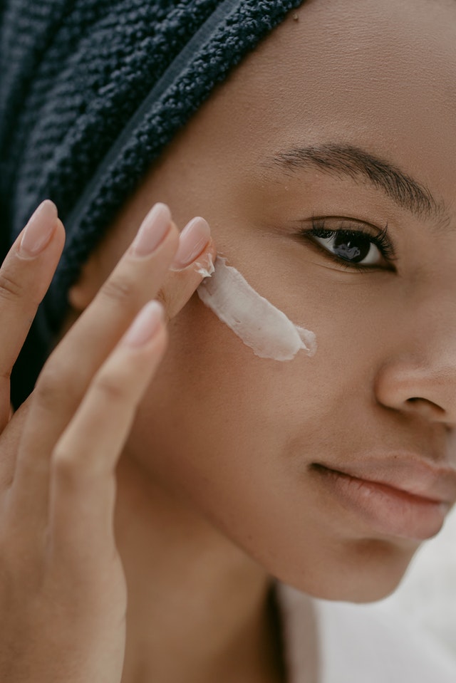 a woman doing eye care