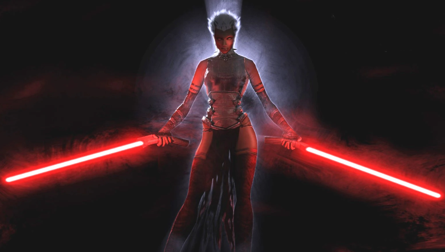 Asajj Ventress posing with Red lightsabers