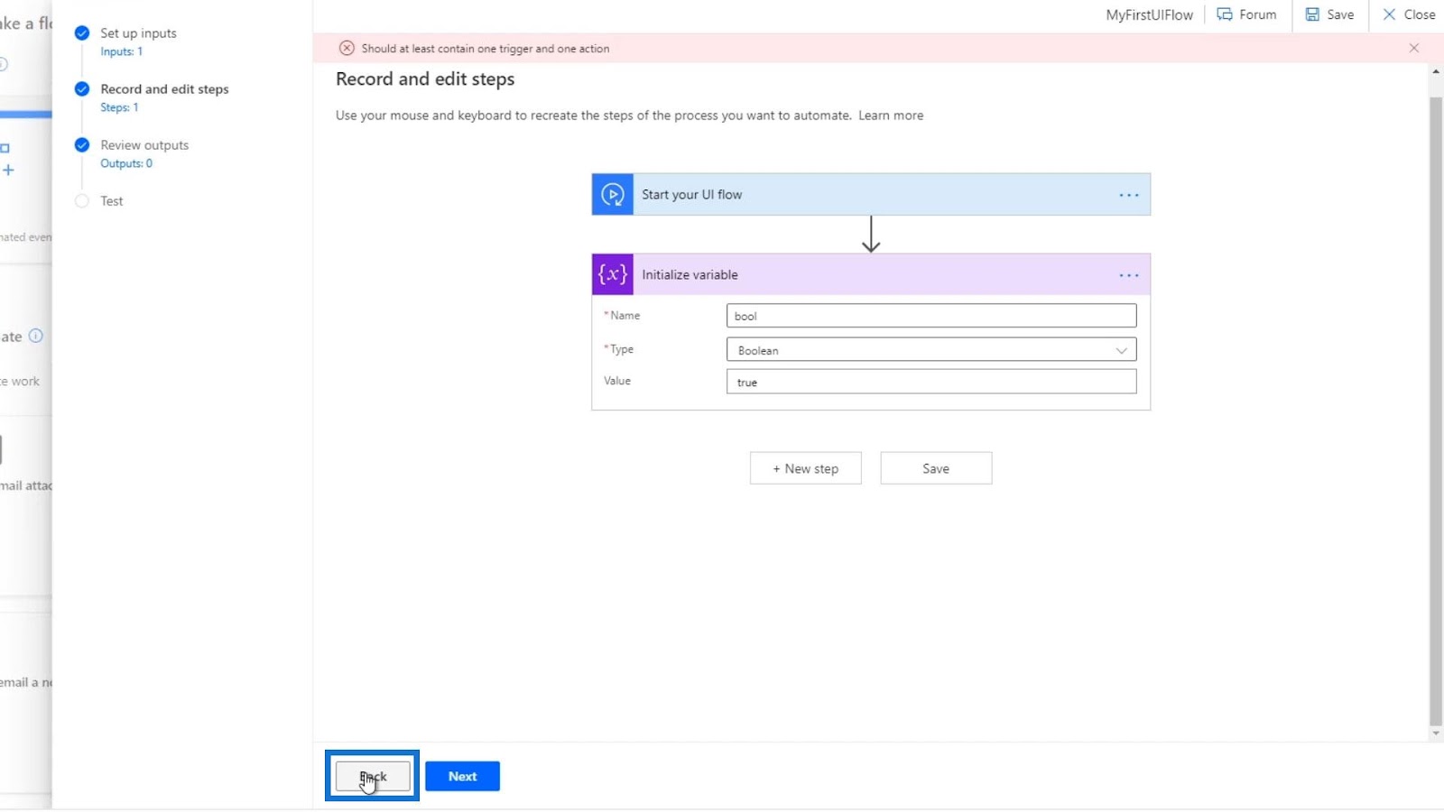 UI Flow Inputs