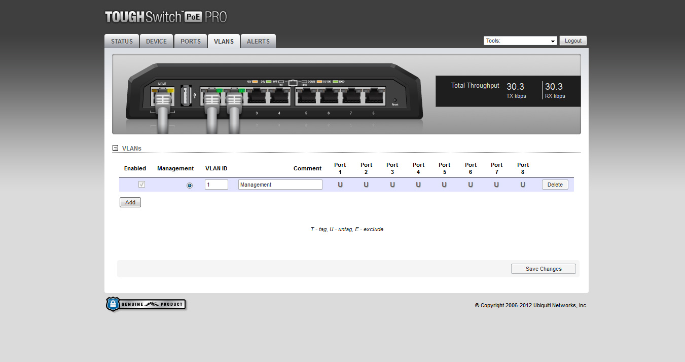 Ubiquiti  TOUCHSwitch  PoE  коммутатор