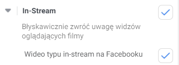 Umiejscowienia reklam na Facebooku - Instream (screen)