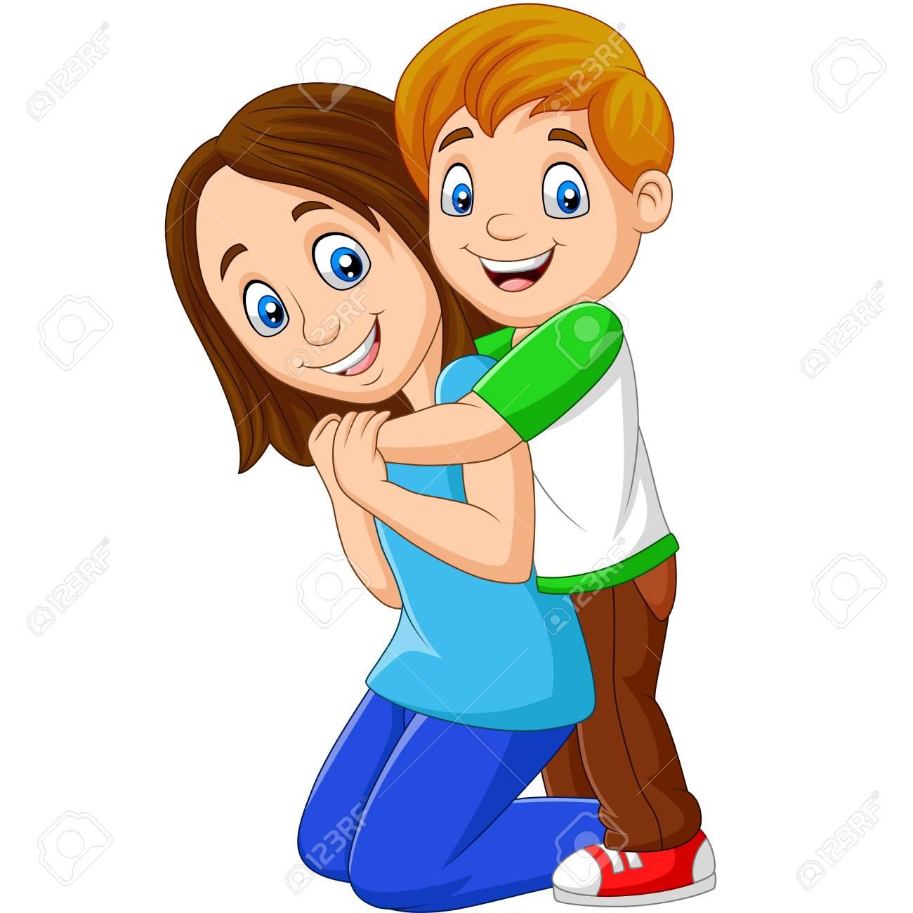 Boy Hugging Mom Clipart