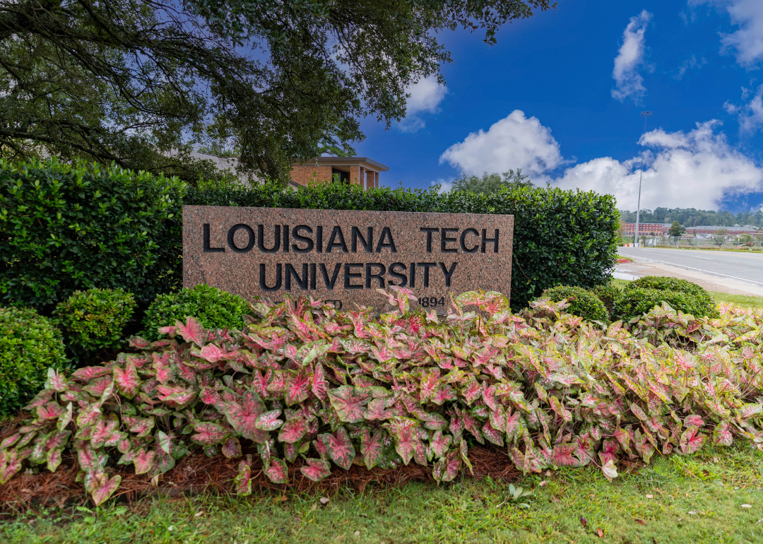 A Louisiana Tech University sign welcoming everyone to campus.