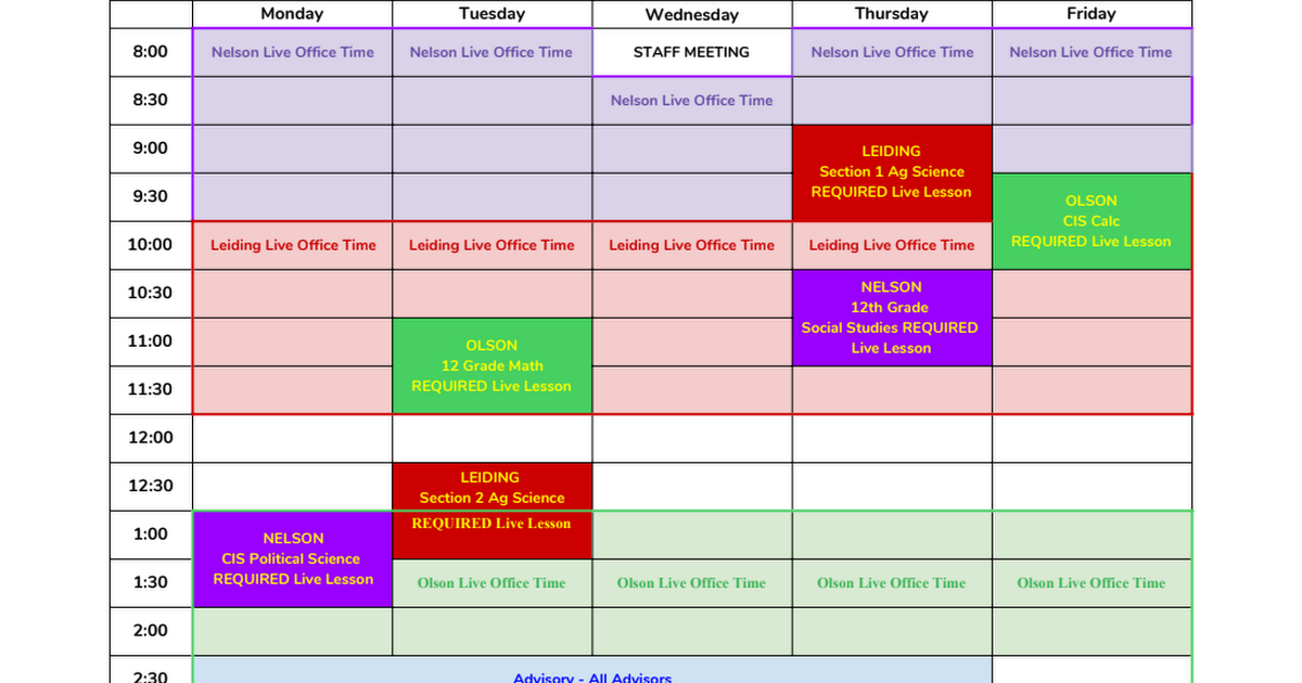 Cohort 9 Schedule