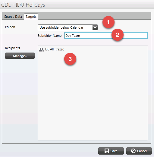 Select Outlook users target folder or sub-folder 