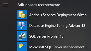 SSMS no Menu Iniciar do Windows