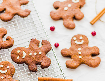 Gingerbread people cookies made with Simple Mills Organic Frosting Vanilla