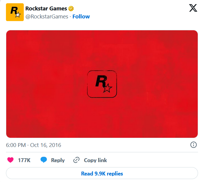 Rockstar game’s tweet.