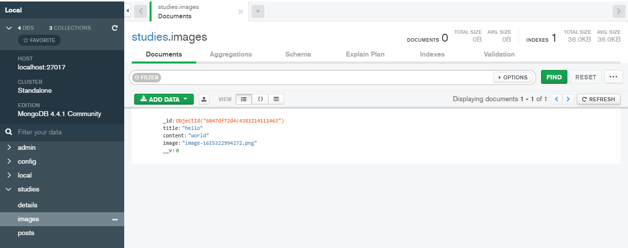 upload images in mongoDB with express js and multer