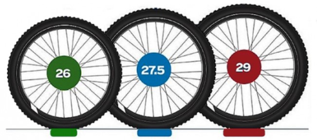 Les différentes tailles de roue de vélo.