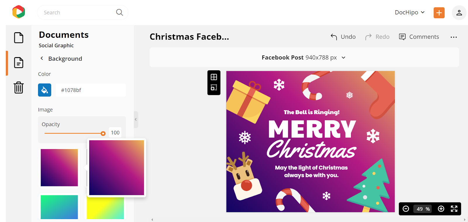 Change Background Color of Christmas Facebook Post Template