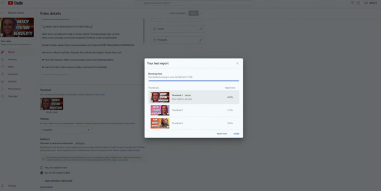 YouTube Introduces Initial Phase of Thumbnail A/B Testing in YouTube Studio