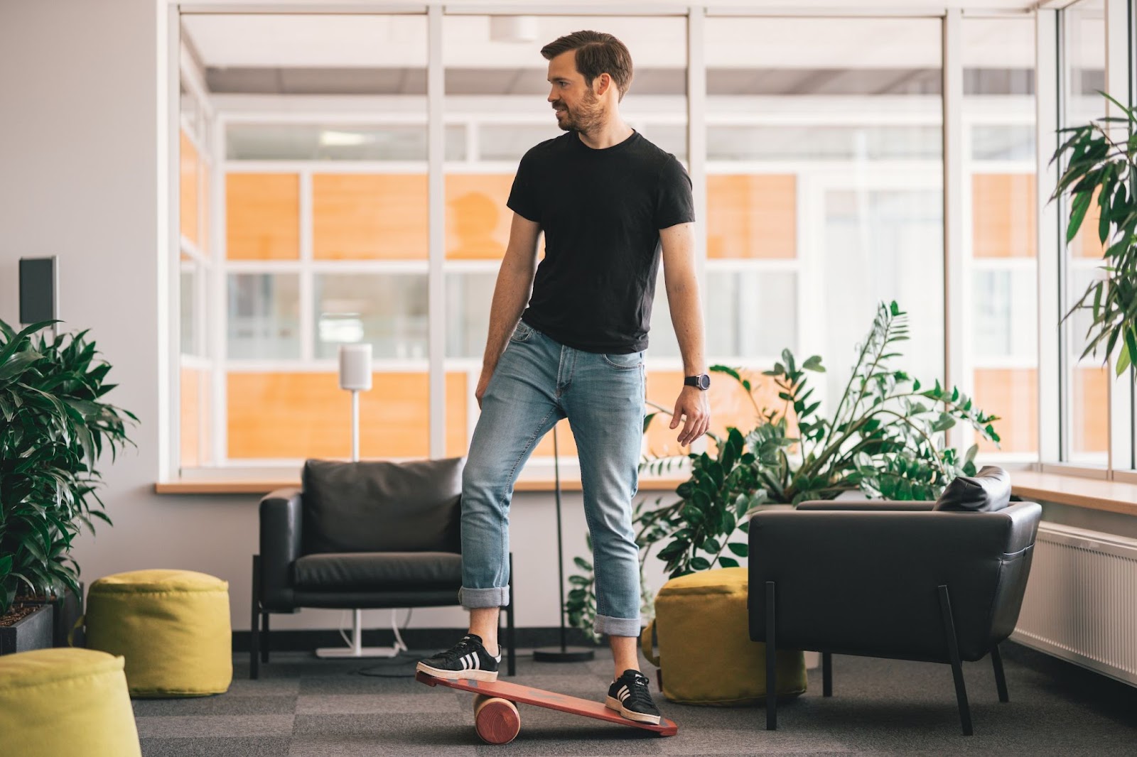 A man on a balance board