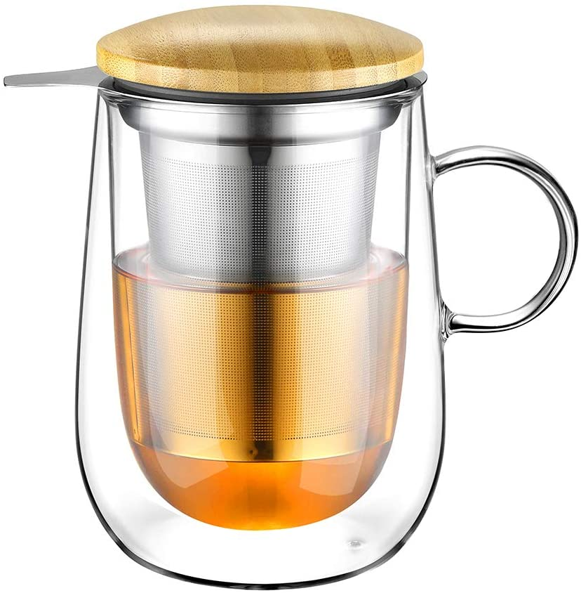 tasse en verre avec diffuseur