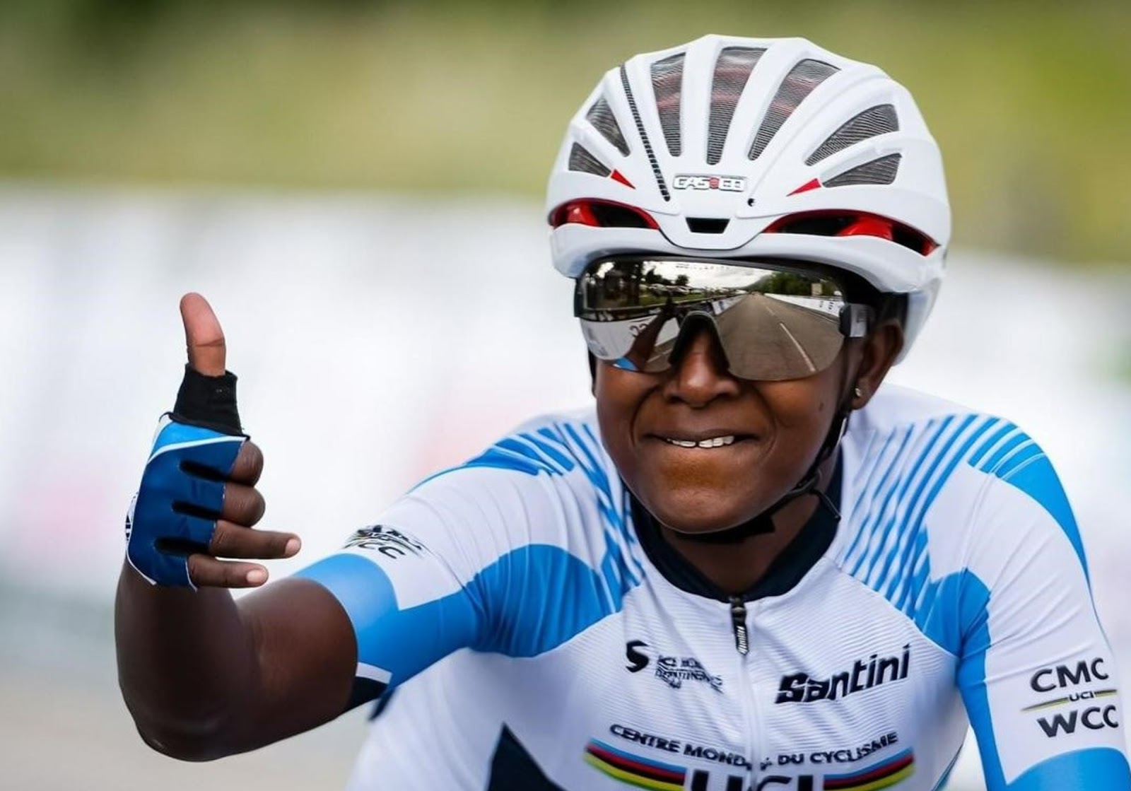 Racing From The View Of UCI World Cycling Center’s Three Team Members. Ethiopia's Selam Amha Gerefiel (24) 