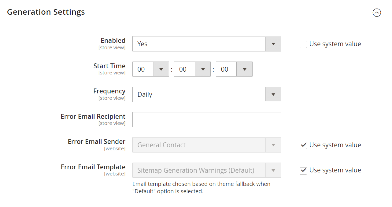 Generation Options How to Configure Magento 2 Sitemap