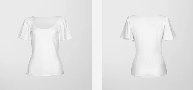 Wavy Sleeves Women's White T shirt Mockup