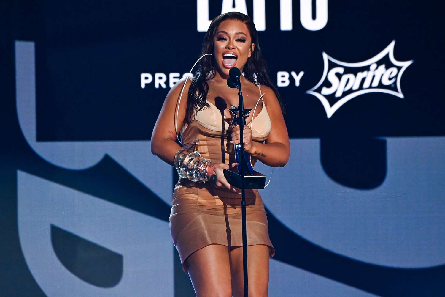 Latto accepts the Best New Artist award presented by Sprite onstage during the 2022 BET Awards at Microsoft Theater on June 26, 2022 in Los Angeles, California.