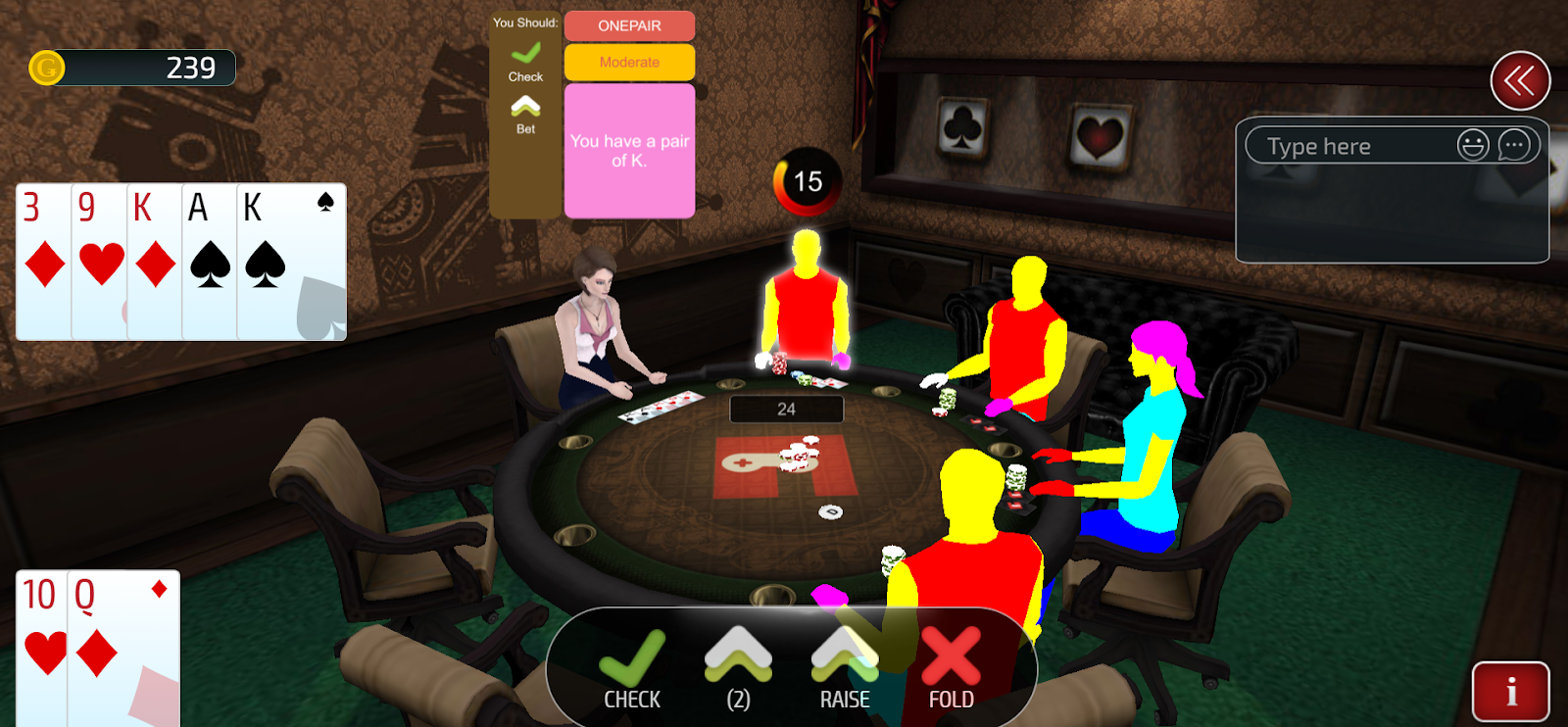 Players learning Poker in Gamentio classroom