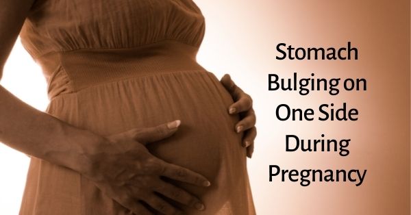 stomach bulging on one side during pregnancy