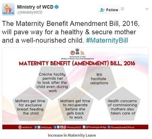 Increase in maternity Leave