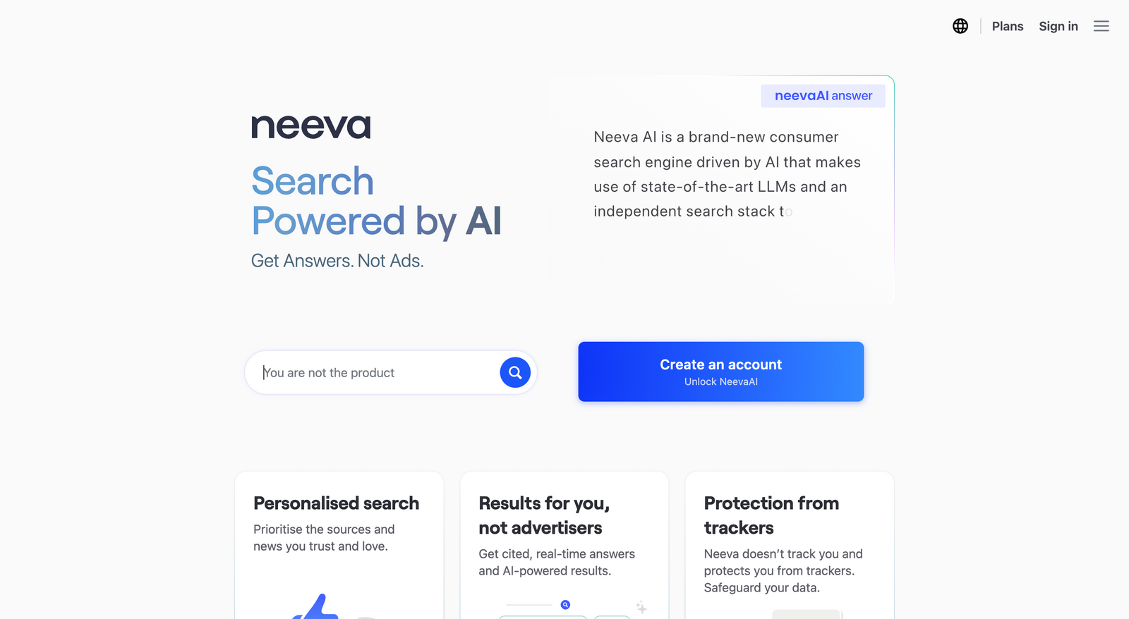 Neeva AI - Bing AI alternatives