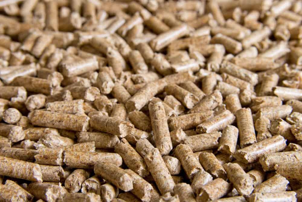 Close up of wood pellets cat litter.