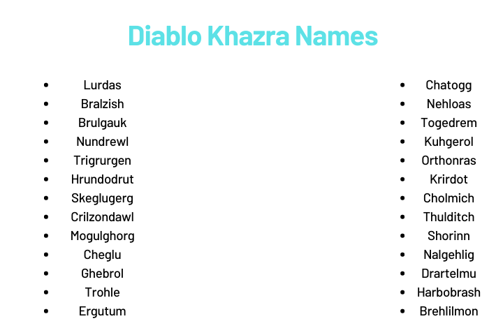Diablo Khazra Names