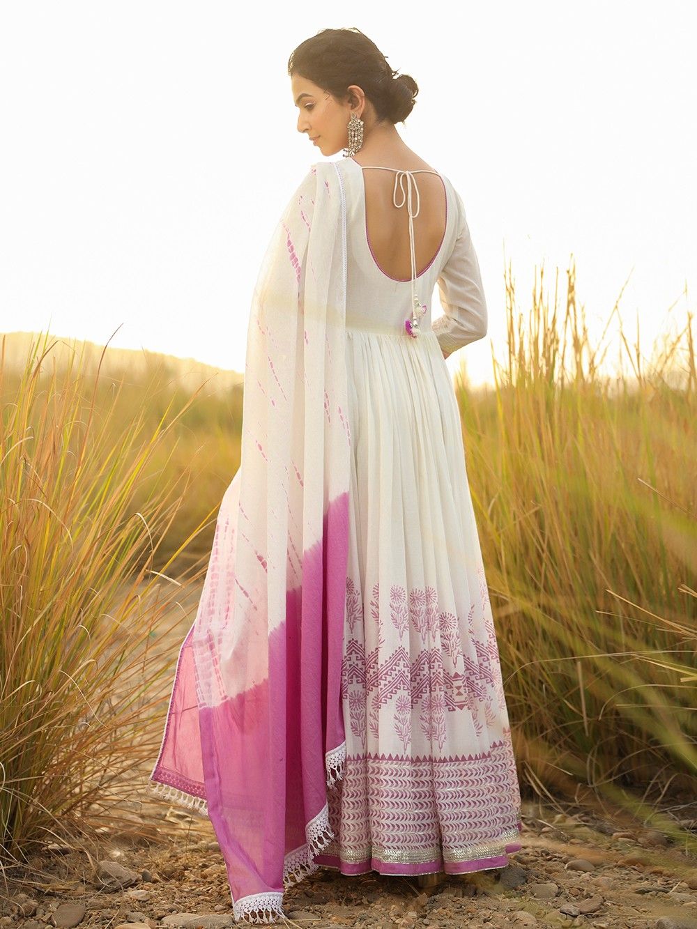 the loom - Mulmul Gota Patti Peplum Sharara Suit