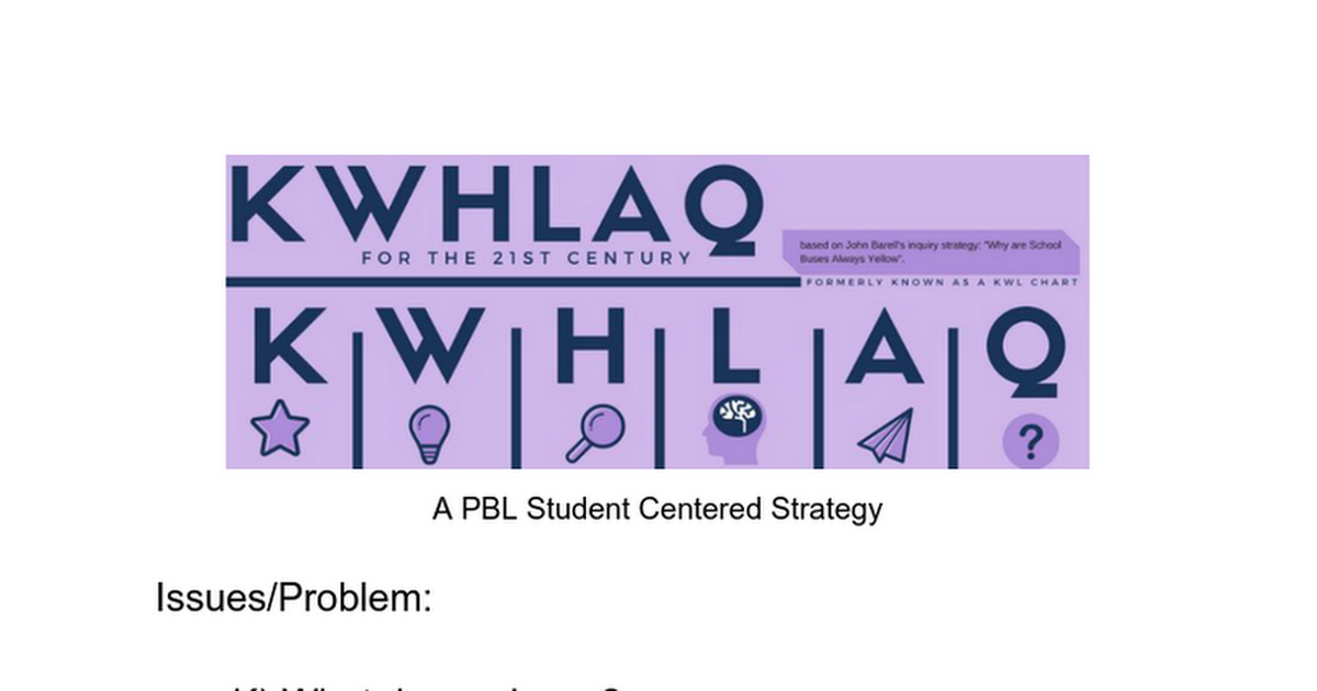 PBL KWHLAQ Student Process