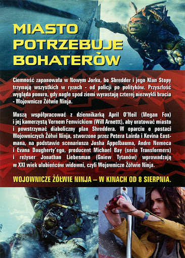 Tył ulotki filmu 'Wojownicze żółwie ninja'