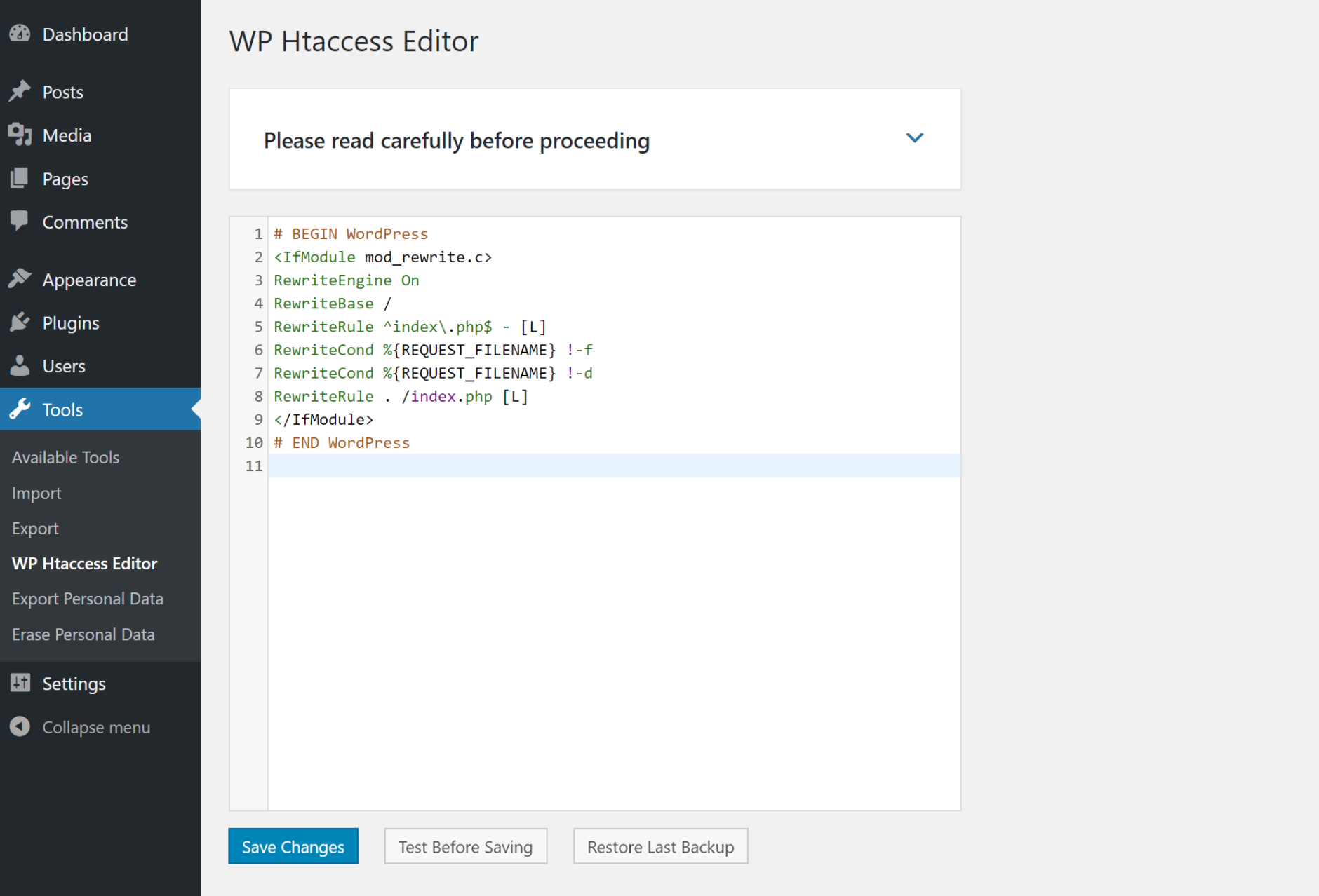 Plugins to edit the WordPress .htaccess file. 