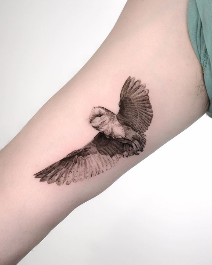 tiny owl tattoo