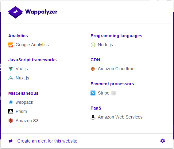 Wappalyzer outil permettant de voir les plateformes et systemes utilises par les sites web que l on visite